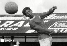 The final Christmas Day Football League fixture – 60 years on Alan Ball of Blackpool heading the ball against Arsenal in October 1965
