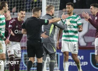 Hearts ‘rattle’ Celtic – but did red card play ‘massive part’ in draw? Referee Steven McLean initially showed Celtic's Auston Trusty a yellow card before VAR intervened