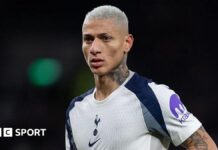 Richarlison: Tottenham forward out for seven weeks with hamstring injury Richarlison in action for Tottenham in the Premier League