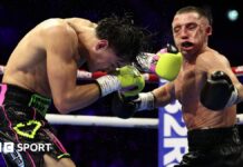 Boxing: Nick Ball knocked out by Brandon Figueroa to lose world title fight in Liverpool Brandon Figueroa punches Nick Ball and his face contorts
