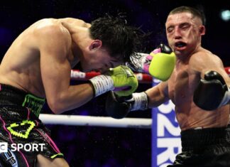 Boxing: Nick Ball knocked out by Brandon Figueroa to lose world title fight in Liverpool Brandon Figueroa punches Nick Ball and his face contorts
