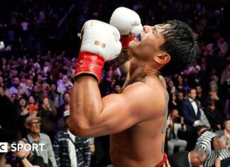 Ryan Garcia beats Mario Barrios and becomes new WBC welterweight champion Ryan Garcia celebrates after winning the WBC welterweight in Las Vegas