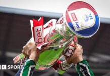 EFL: Play-off final dates and end of season timeline announced The Championship play-off final trophy being lifted