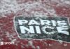 Paris-Nice: Cycling race summit finish moved because of mountain snow as Vingegaard leads The Paris-Nice sign covered in snow