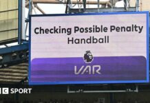 VAR: FSA survey finds 75% of Premier League fans against system A big screen display a VAR check for a possible penalty during a Premier League match