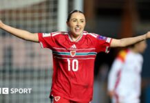 Women’s World Cup qualifying: Mared Griffiths shines as Wales get a glimpse of future Mared Griffiths celebrates