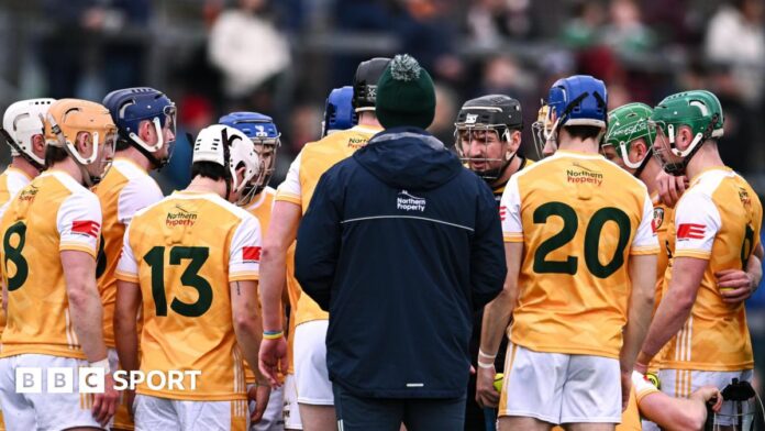 Antrim GAA: Senior hurlers request meeting with county board over The Antrim squad huddle during a league match against Dublin in March