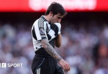 Could Newcastle get dragged into a Premier League relegation fight? Newcastle's Sandro Tonali wipes his face with his shirt
