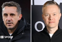 Mark Goldbridge: Gary Neville’s The Overlap buys Manchester United influencer’s YouTube channels Split picture graphic of Gary Neville and Mark Goldbridge