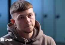Jonathan Gjoshe: Footballer in mass train attack reveals he was stabbed seven times Referee Michael Salisbury signals before he awards a second goal to Matheus Cunha of Manchester United after a VAR check