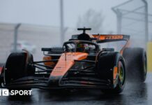 Miami Grand Prix brought forward by three hours because of thunderstorms threat Oscar Piastri during a wet sprint race in Miami in 2025