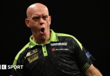 Nordic Darts Masters results: Michael van Gerwen beats Luke Humphries 8-7 in final Michael van Gerwen reacts during the Premier League Darts event in Birmingham in May 2026