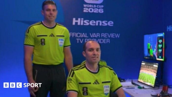 World Cup 2026: Shaun Evans says gesture was 'involuntary, subconscious A picture showing the Netherlands v Japan VAR team