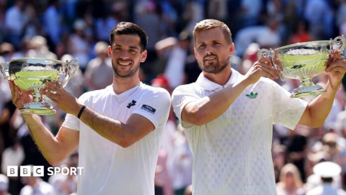 Doubles tennis: Leading players fear cutbacks and accuse ATP Tour Julian Cash (left) and Lloyd Glasspool pose with their Wimbledon doubles trophies