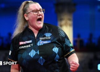 Beau Greaves beats Daryl Gurney to become first woman to win on European Tour Beau Greaves celebrating