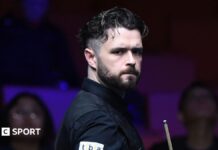 English Open: Zhao Xintong stunned by Oliver Lines in first round Snooker player Oliver Lines looking at the table