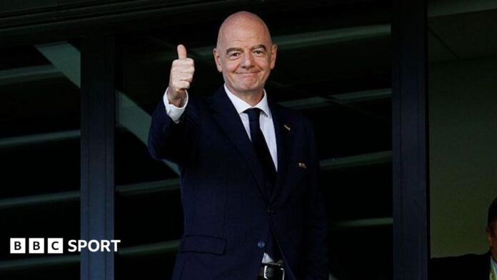 FA chief writes to Infantino demanding release of World Cup FIFA President Gianni Infantino gives at thumbs up at the FIFA U-20 Women's World Cup match between Poland and Argentina